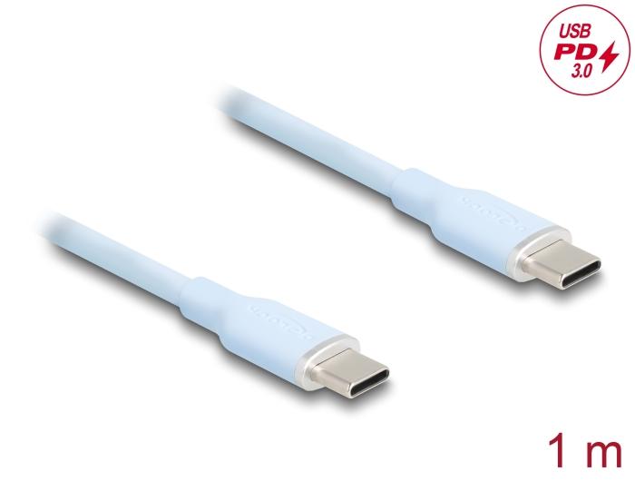 Delock USB 2.0 Kabel USB Type-C™ Stecker auf Stecker PD 3.0 60 W 1 m blau