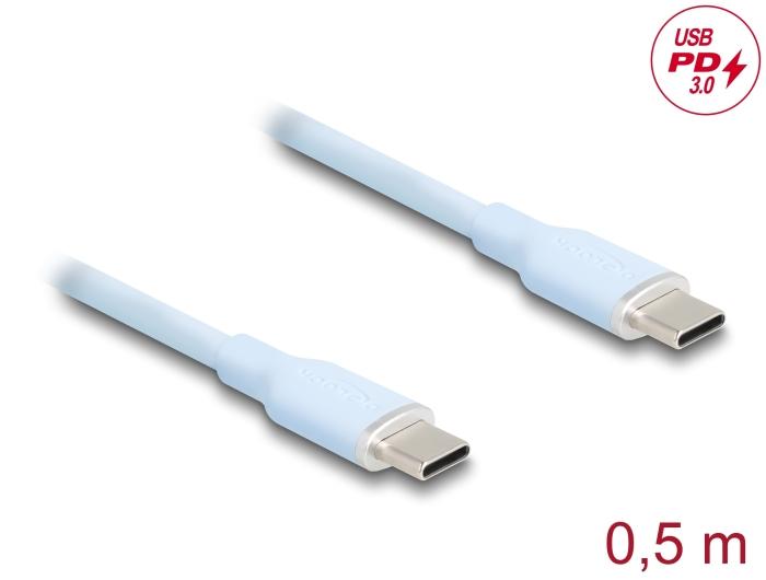 Delock USB 2.0 Kabel USB Type-C™ Stecker auf Stecker PD 3.0 60 W 0,5 m bl