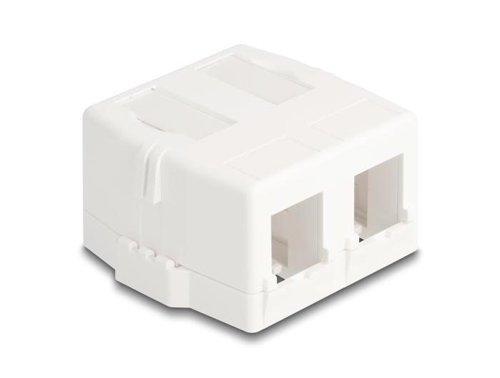 Delock Keystone Leergehäuse 2-Port mit magnetischer Unterseite, weiß