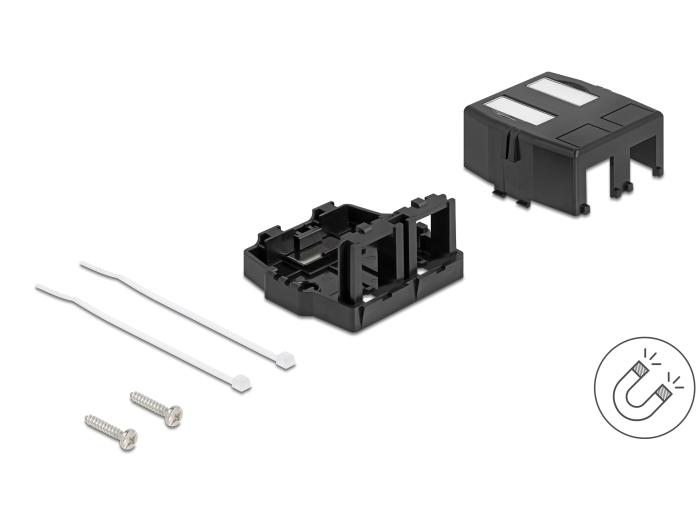 Delock Keystone Leergehäuse 2 Port mit magnetischer Unterseite, schwarz