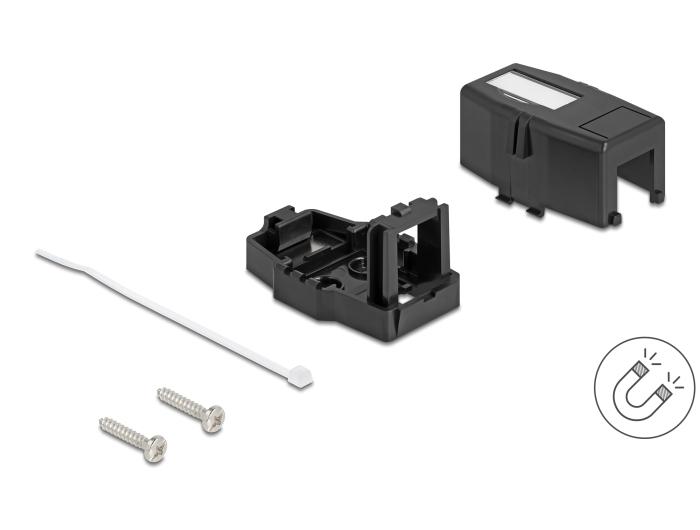 Delock Keystone Leergehäuse 1 Port mit magnetischer Unterseite, schwarz