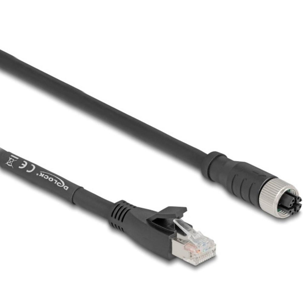M12 Kabel Diese robuste industrielle Ethernet-Kabel wurde speziell für anspruchsvolle Umgebungen wie Maschinensteuerung und Automatisierungsprozesse entwickelt. Dank der doppelten M12-Steckverbinder (D-kodiert, 4-polig) schließen Sie einfach verschiedene Komponenten miteinander mit einer stabilen und sicheren Verbindung an. Das Kabel entspricht der Cat.5e-Spezifikation und ist mit einer hochwertigen S/FTP-Abschirmung mit Aluminiumfolie und verzinntem Kupfergeflecht ausgestattet. Dies sorgt für eine ausgezeichnete Signalübertragung und Schutz vor elektromagnetischen Störungen. Mit einem soliden Kupferleiter von 26 AWG und einem robusten PVC-Mantel kombiniert dieses Kabel Flexibilität mit Langlebigkeit. Anschluss 1: 1 x M12 connector D-kodiert 4-polig Anschluss 2: 1 x M12 connector D-kodiert 4-polig Länge: 1 Meter Anschluss 1: 1 x M12 connector D-kodiert 4-polig Anschluss 2: 1 x M12 connector D-kodiert 4-polig Abschirmung: S/FTP Betriebstemperatur: -25 C ~ 60 C Schutzart: IP67 Kategorie: 5e Leitermaterial: Kupfer Leiterquerschnitt: 26 AWG (0,129 mm²) Inhalt des Pakets: M12-Kabel Schnittstelle: beidseitig gleich Kabeldurchmesser: ca. 5 mm Kabelmantelmaterial: PVC Farbe: Schwarz Länge inklusive Anschlüsse: ca. 1 m Maximaler Strom: 4 A Nennspannung: 60 V - Delock