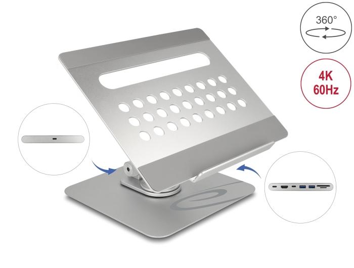 Delock Tablet- und Notebookständer mit integrierter Dockingstation 4K - HD