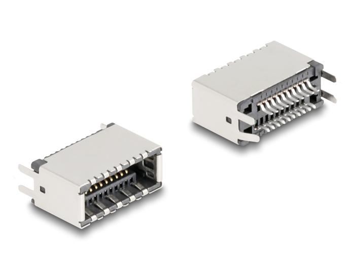 Delock USB Typ-E Key A 20-Pin-Buchse vertikal zur SMT-Lötmontage