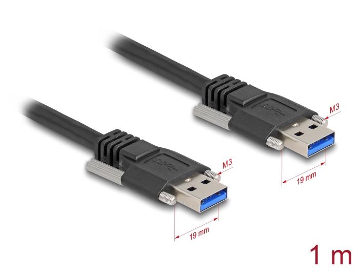 Delock USB 5 Gbps Kabel Typ-A Stecker zu Typ-A Stecker mit Schraubverschluss