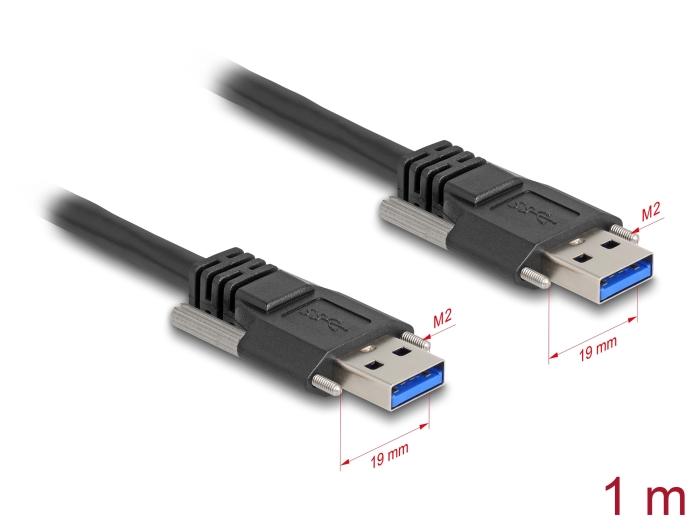 Delock USB 5 Gbps Kabel Typ-A Stecker zu Typ-A Stecker mit Schraubverschluss