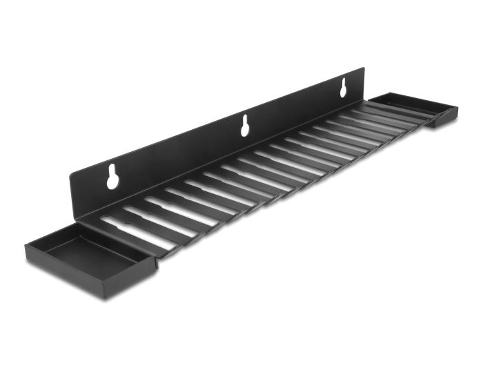 Delock Kabelhalterung 401 x 71 mm zur Wandmontage mit zwei Ablagefächern