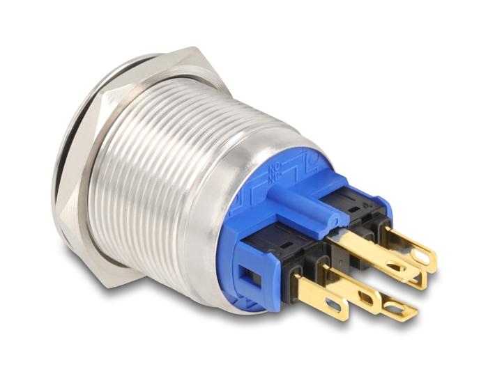 Delock Druckschalter zum Einbau 22 mm 6 x Lötanschluss LED weiß Powersym