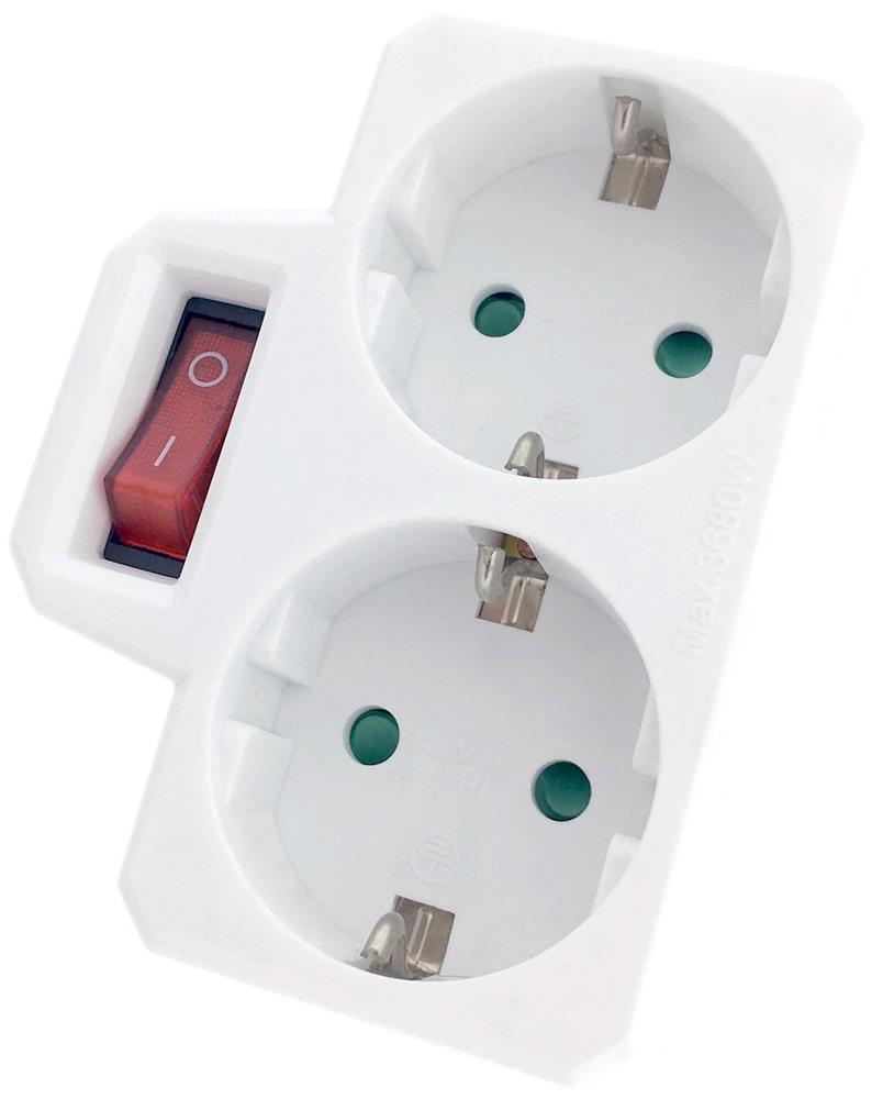 Entac Power Adapter 2 Steckdosen (2 geerdet) mit Schalter - Entac