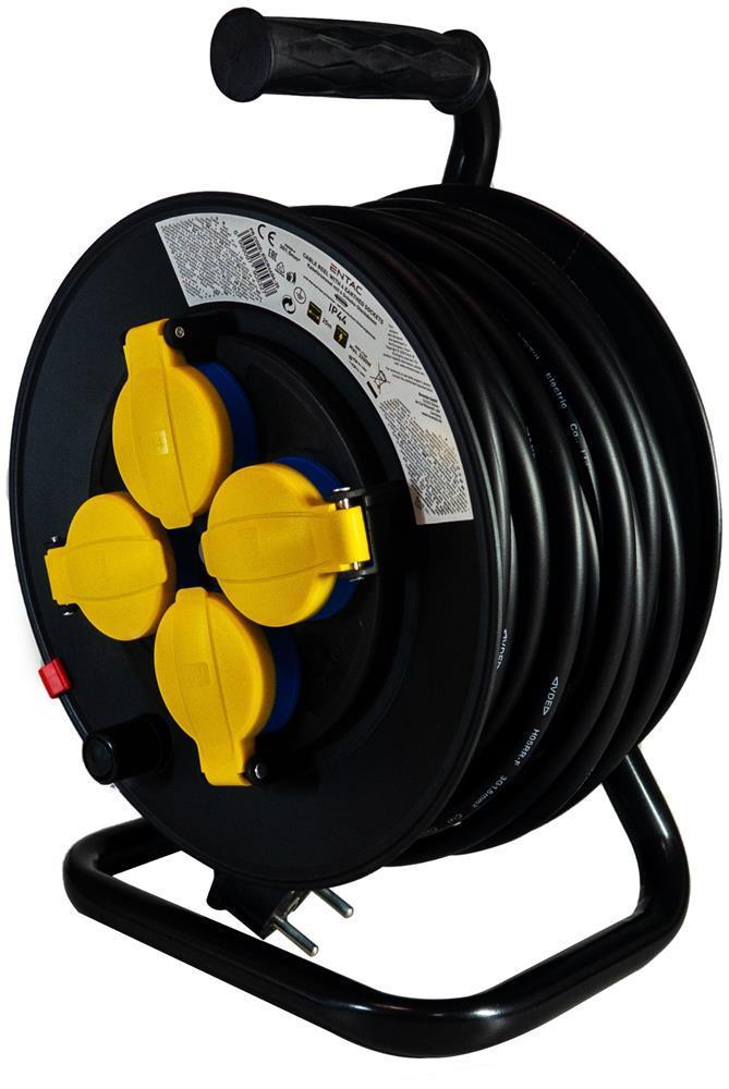 Entac Socket IP44 Kabeltrommel 4 Steckdosen 25m - Entac