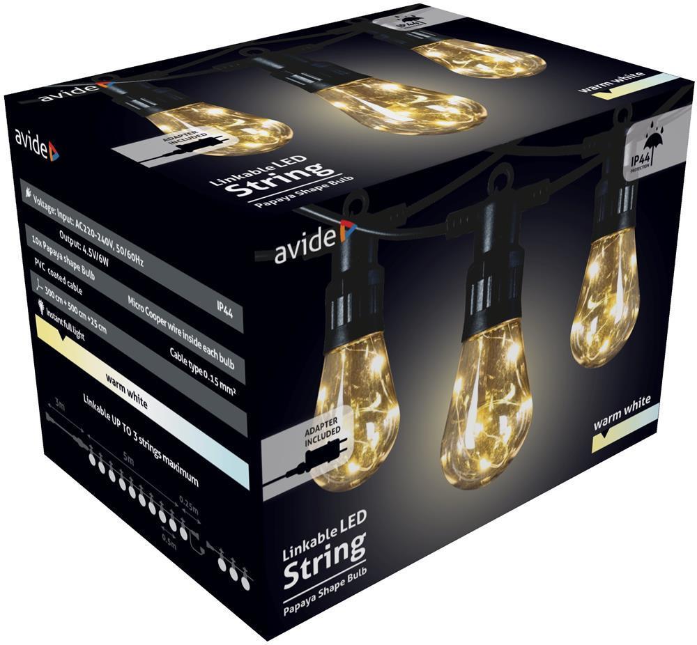 Avide Outdoor String 5m Papaya WW linkbar - Avide