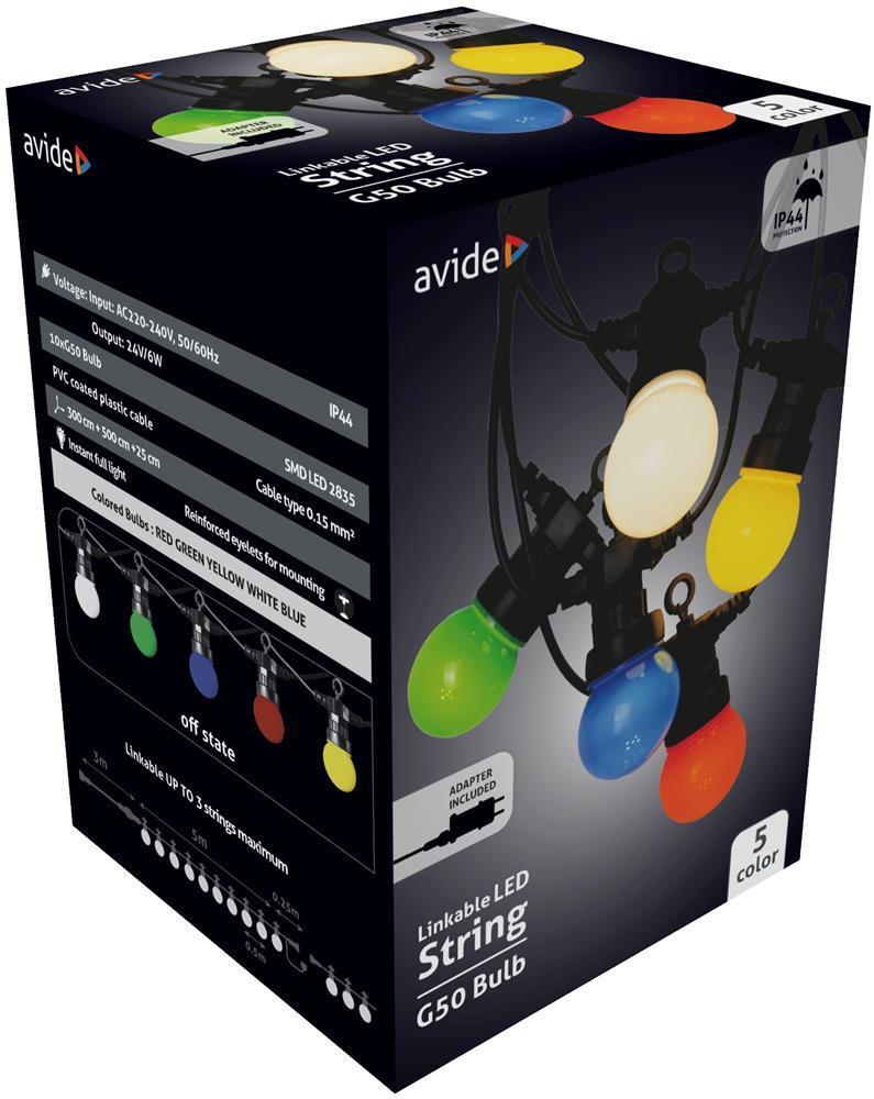 Avide Outdoor String 5m linkbar (Rot/Grün/Blau/Gelb/Weiß) - Avide