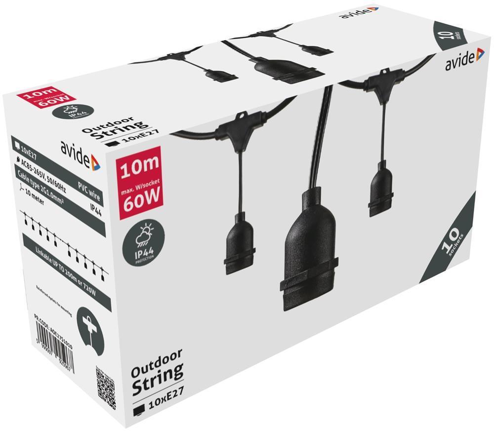 Avide Outdoor E27 Lichterkette 10m 10 Fassungen - Avide