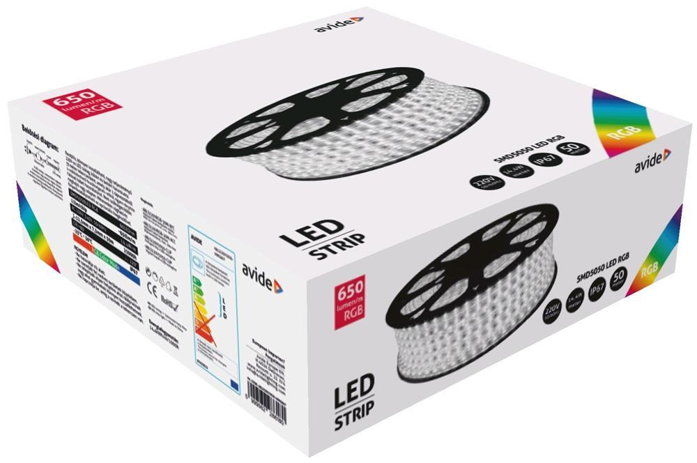 Avide LED Strip 220V 14.4W RGB IP67 50m - Avide