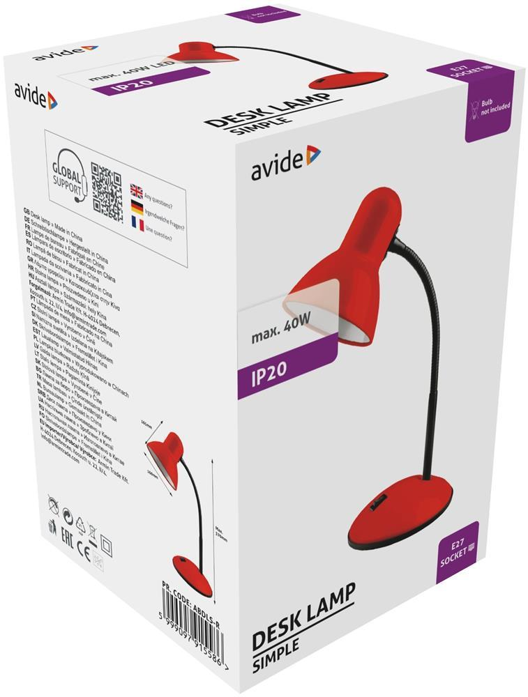 Avide Basic Desk Lamp Simple Red - Avide