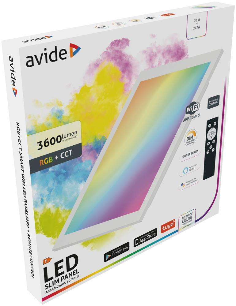 Avide LED Slim Panel 595x595x30mm 36W RGB+CCT - Avide