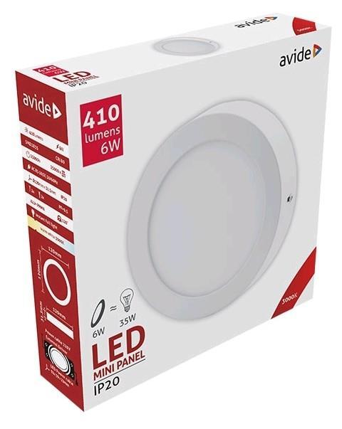 Avide LED Deckenleuchte Aufbauleuchte rund ALU 6W WW 3000K - Avide