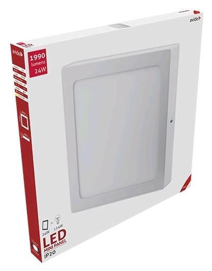 Avide LED Deckenleuchte Aufputz Quadratisch ALU 24W WW 3000K - Avide