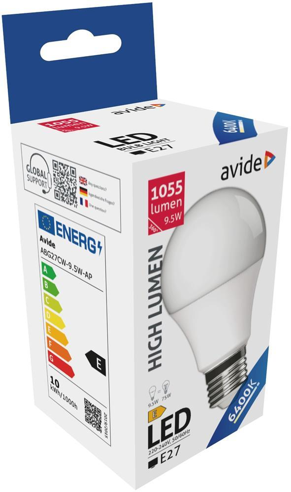 Avide LED Globe A60 9.5W E27 CW 6400K - Avide