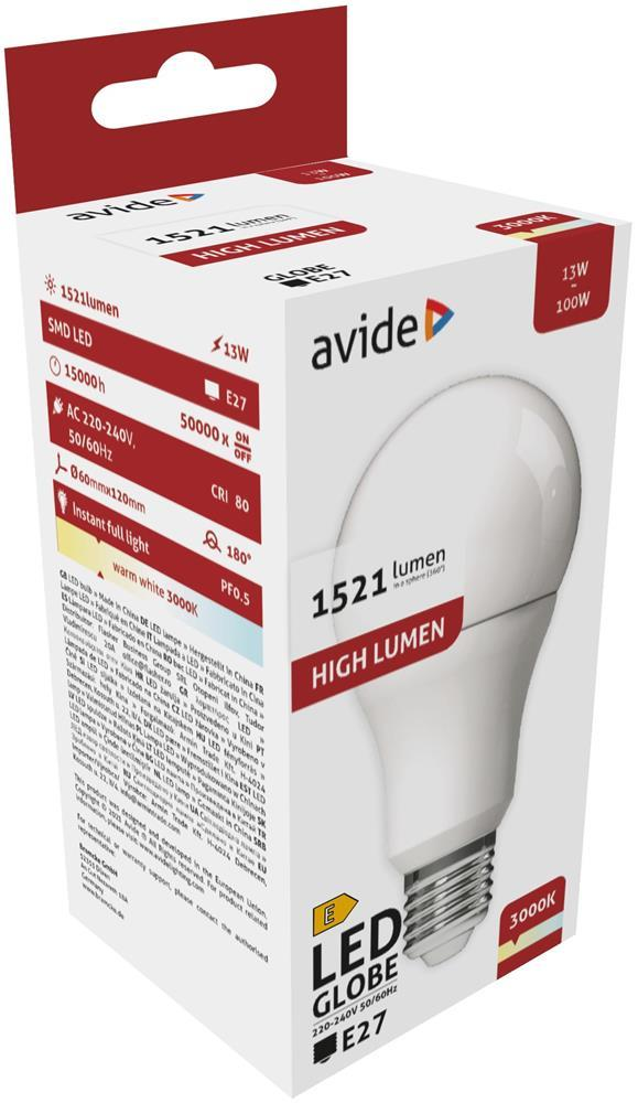 Avide LED Globe A60 13W E27 WW 3000K - Avide