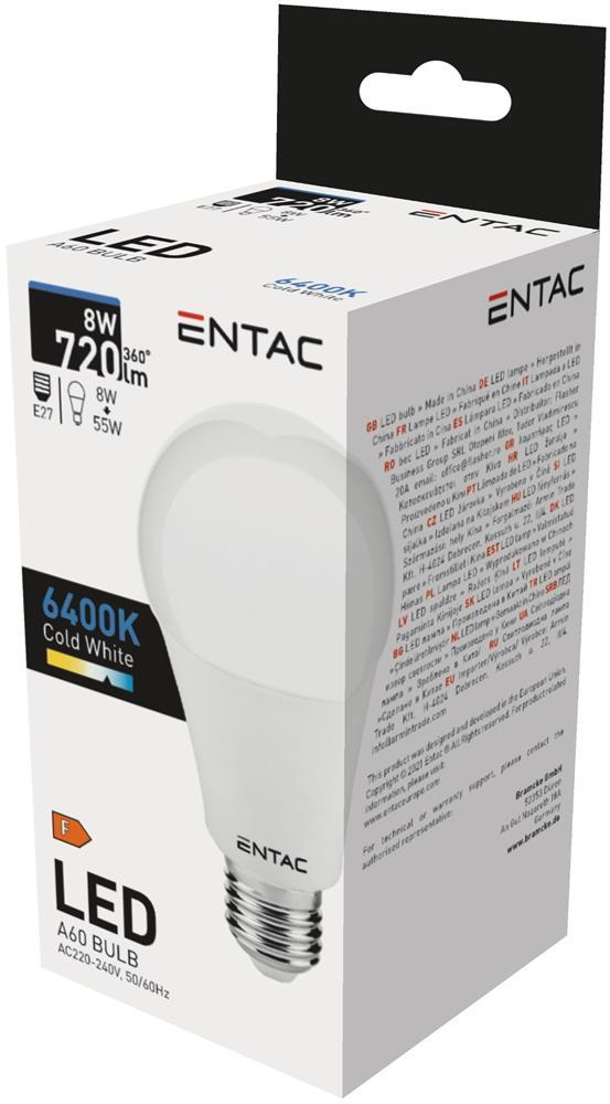 Entac LED Globe E27 8W CW 6400K - Entac