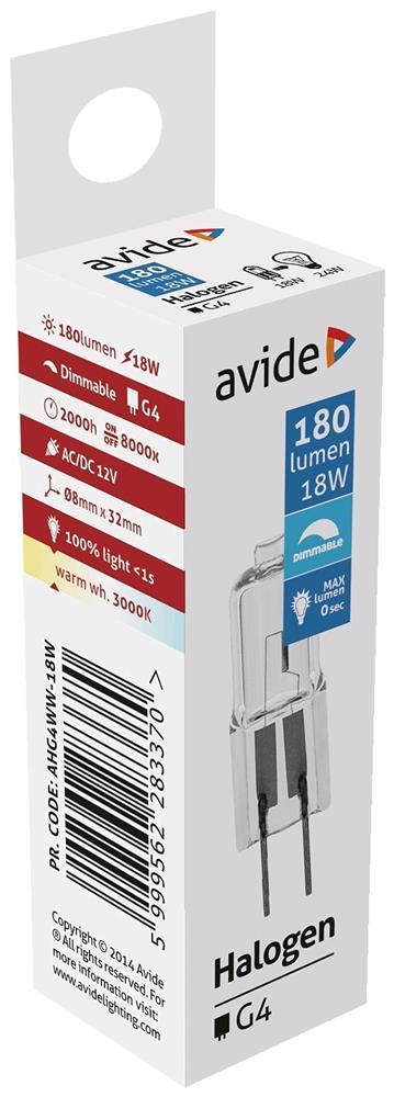 Avide Halogen G4 18W 2000h - Avide