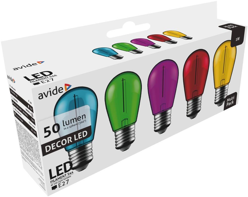 Avide Decor LED Filament bulb 1W E27 (Grün/Blau/Gelb/Rot/Lila) - Avide