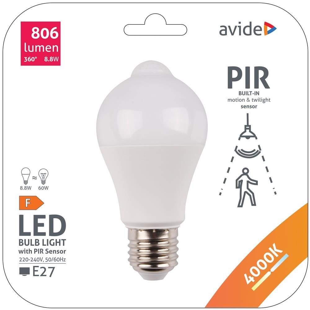 Avide Smart LED Globe A60 8.8W NW 4000K mit PIR-Sensor - Avide