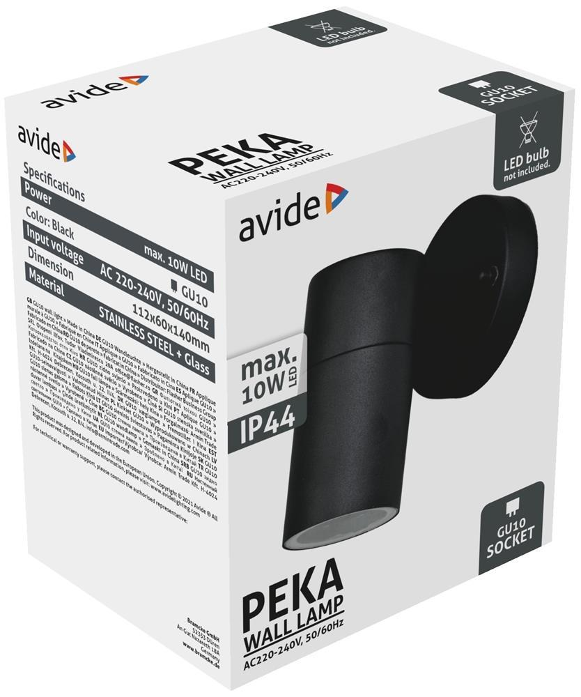 Avide Outdoor Wandleuchte Peka 1xGU10 IP44 Schwarz - Avide