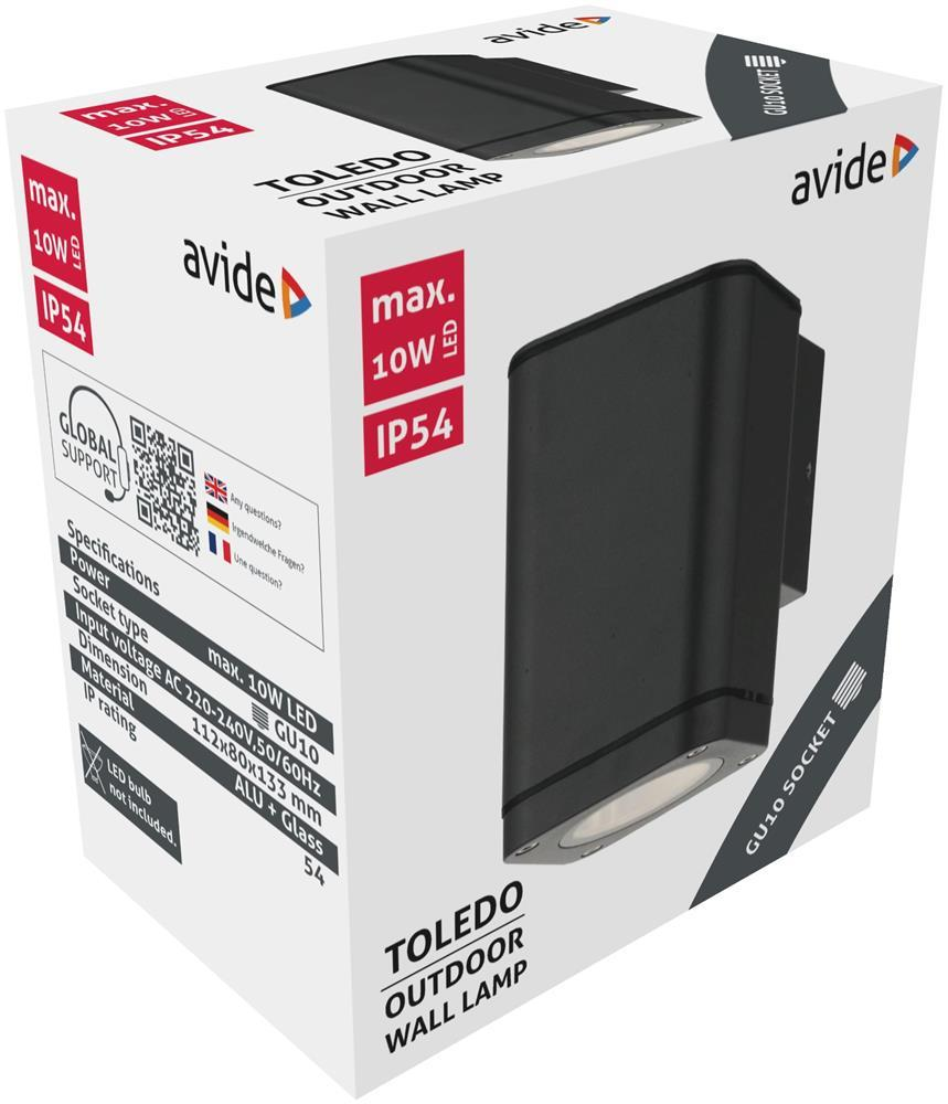 Avide Outdoor Wandleuchte Toledo 1xGU10 IP54 - Avide