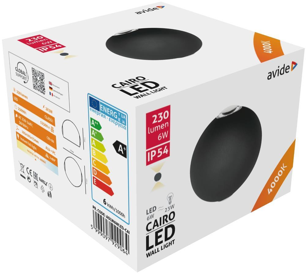 Avide Outdoor Wandleuchte Cairo 2-fach LED 6W NW IP54 - Avide