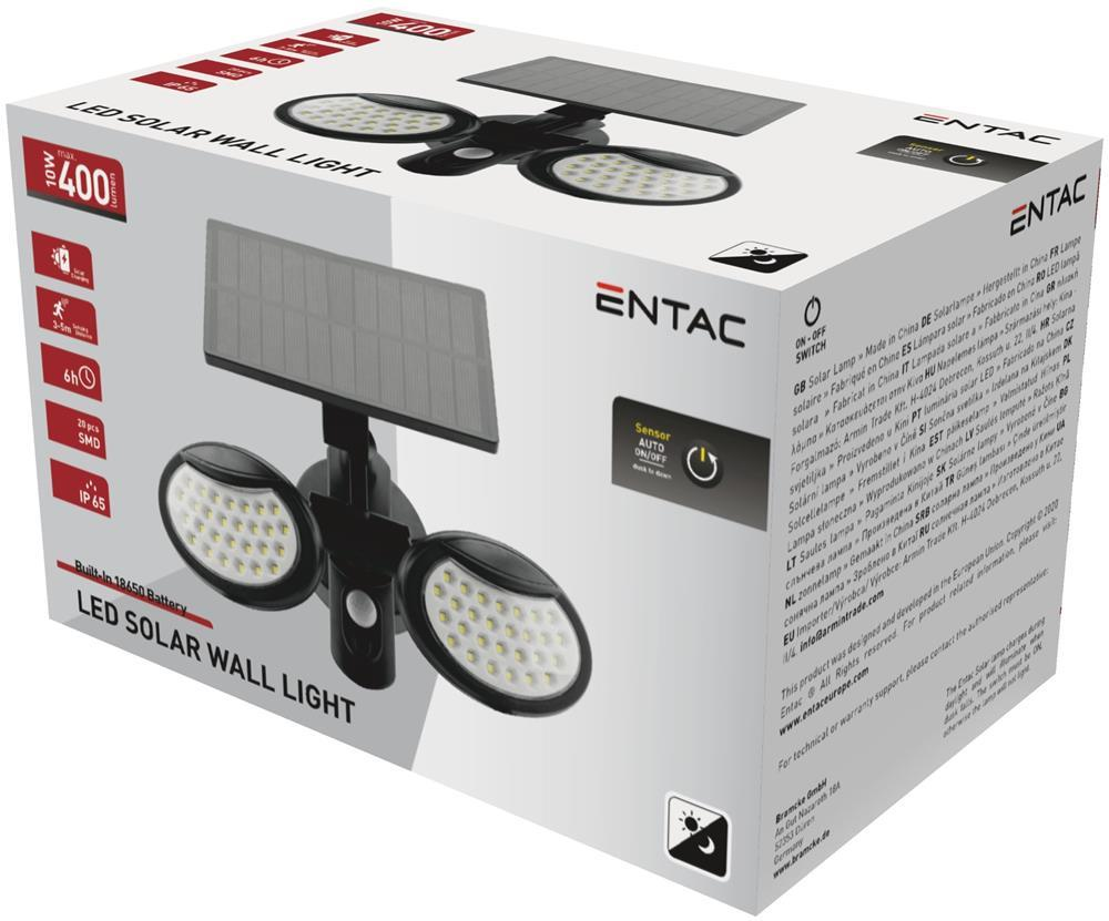 Entac Solar Plastic Wandleuchte 10W SMD 2-köpfig mit PIR - Entac