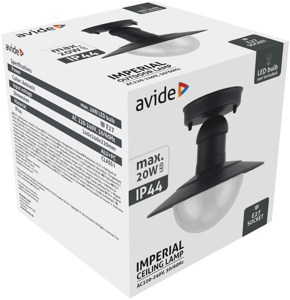 Avide Outdoor Deckenleuchte Imperial 1xE27 IP44 Anthrazit - Avide