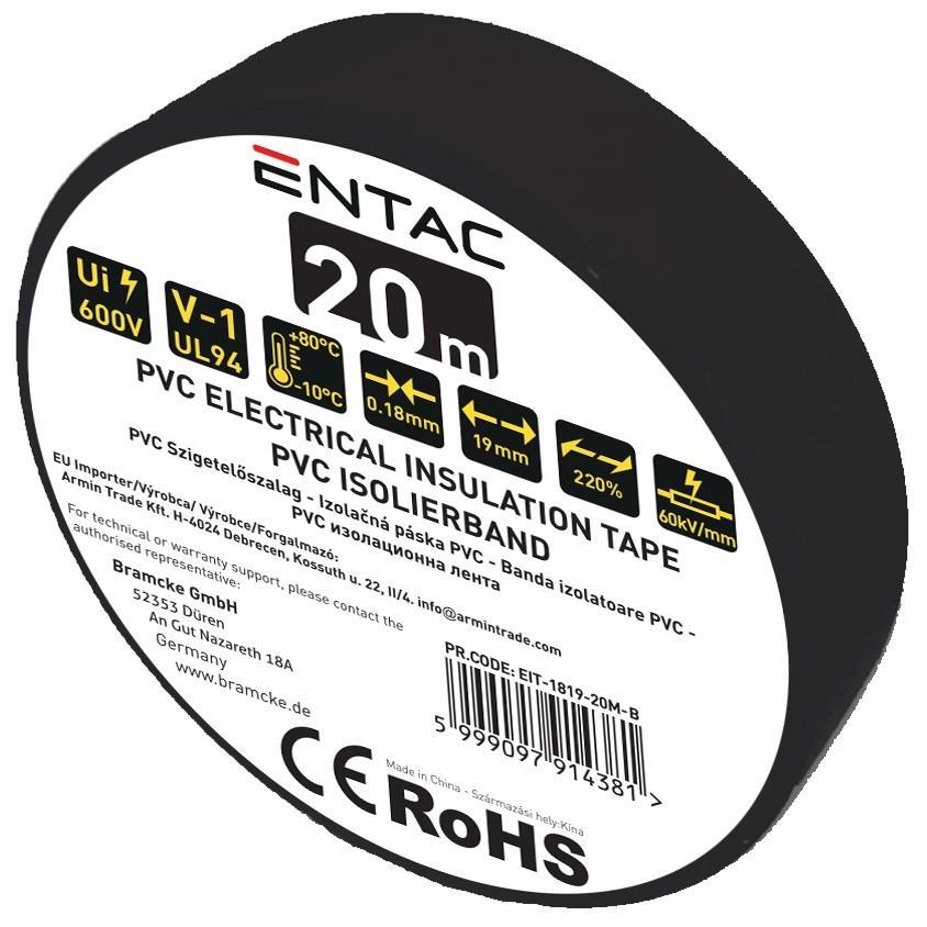 Entac Isolierband 0.18x19mm Schwarz 20m - Entac