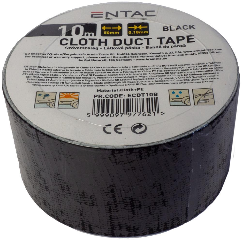 Entac Cloth Duct tape 0.18x50mm Schwarz 10m - Entac
