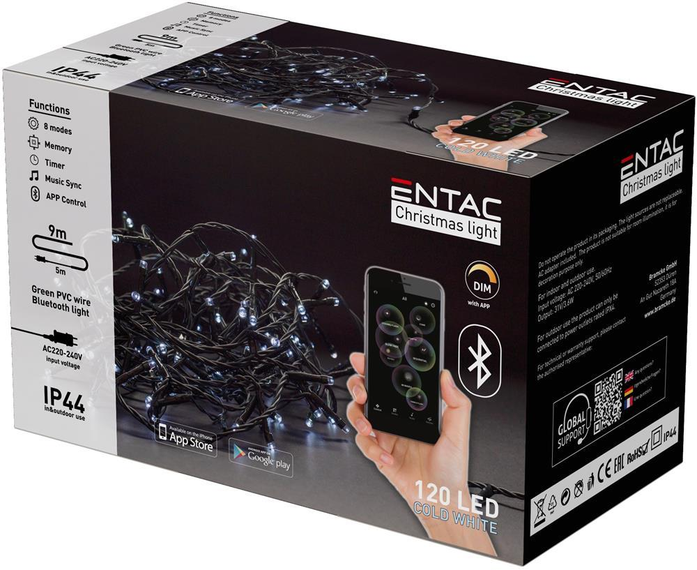 Entac Christmas IP44 Light 120 LED CW 9m mit BT APP - Entac