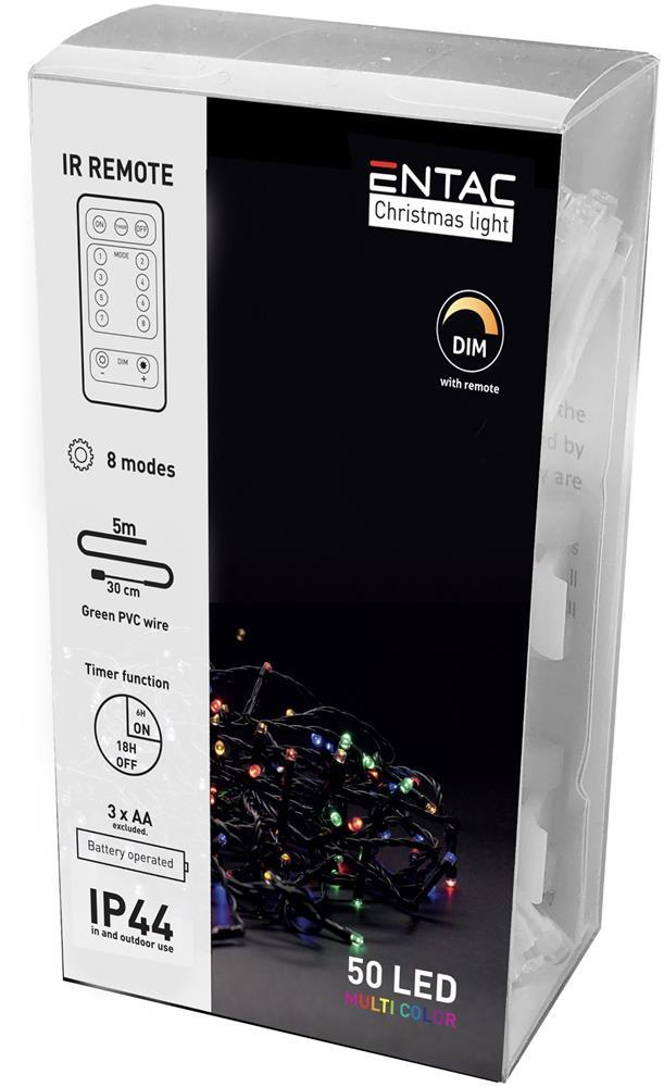 Entac Christmas IP44 Light 50 LED MC 5m mit IR Fernbedienung (2AA) - Entac