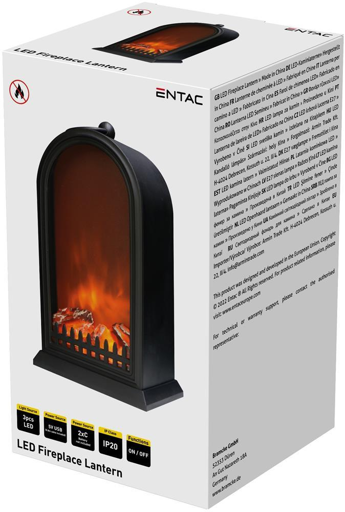 Entac LED Fireplace Lamp 25cm mit USB-Kabel - 2xC excl. - Entac