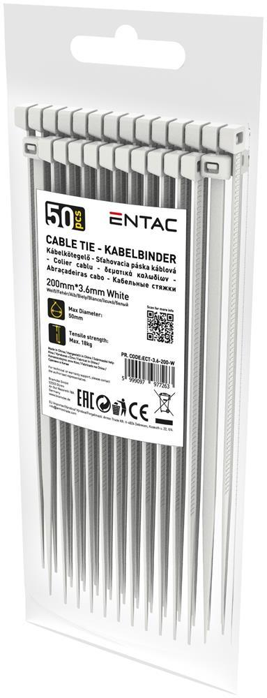 Entac Kabelbinder 3,6mmx200mm Weiß - Entac