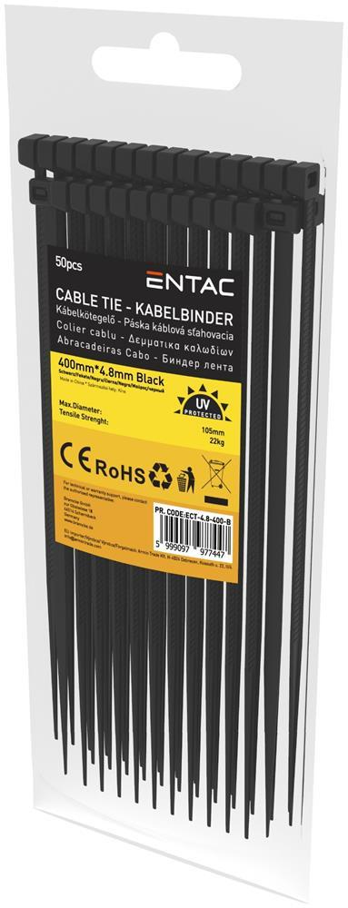 Entac Kabelbinder 4.8mmx400mm Schwarz - Entac