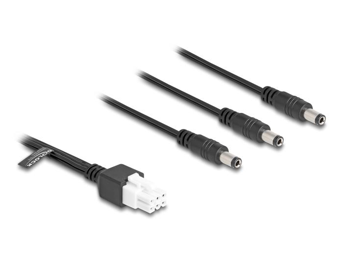 Delock Kabel Mini-Fit 4,2 mm 6-Pin-Stecker zu 3 x DC 5,5 x 2,5 mm Stecker