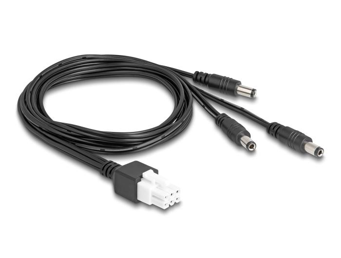 Delock Kabel Mini-Fit 4,2 mm 6-Pin-Stecker zu 3 x DC 5,5 x 2,5 mm Stecker