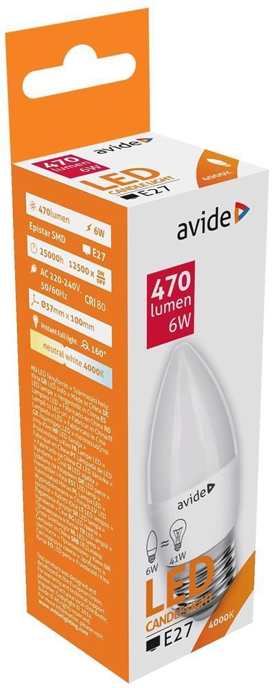 Avide LED Candle 6W E27 NW 4000K - Avide