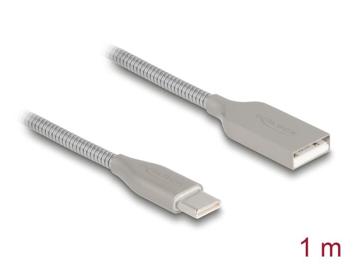 Delock USB Kabel mit Metallgehäuse, USB Typ-A Stecker auf USB Type-C™ Stecker