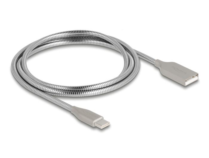 Delock USB Kabel mit Metallgehäuse, USB Typ-A Stecker auf USB Type-C™ Stecker
