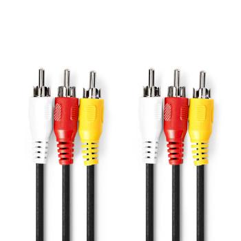 Composite Videokabel 3x RCA Male 3x RCA Male Vernickelt 480p - Nedis