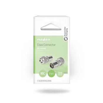 IEC (Coax) Connector Gerade Buchse Vernickelt 75 Ohm Schraube - Nedis