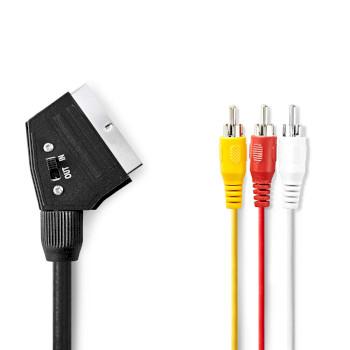 SCART-Kabel SCART Stecker 3x Cinch Stecker Vernickelt Umschaltbar 480p - Nedis
