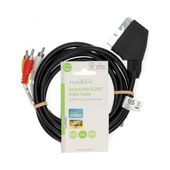 SCART-Kabel SCART Stecker 3x Cinch Stecker Vernickelt Umschaltbar 480p - Nedis