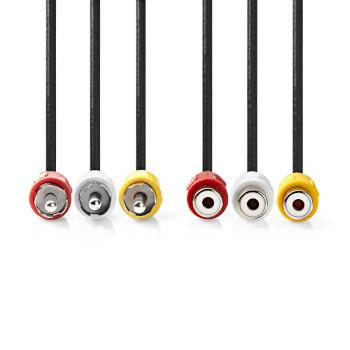 Composite Videokabel 3x RCA Stecker 3x RCA Buchse Vernickelt 480p - Nedis